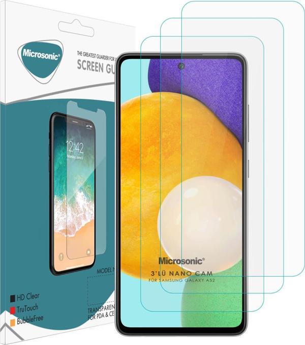 Microsonic Samsung Galaxy A52s Screen Protector Nano Glass Cam Ekran Koruyucu (3'lü Paket) - Image 1
