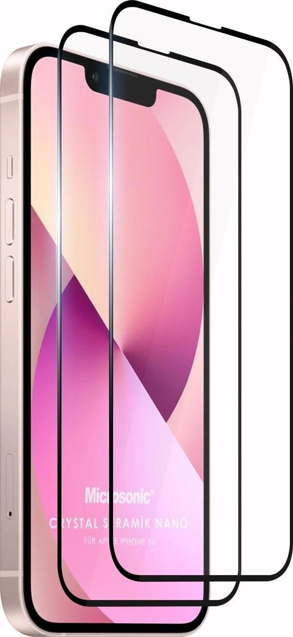 Microsonic Apple iPhone 13 Crystal Seramik Nano Ekran Koruyucu Siyah (2 Adet) - Image 1