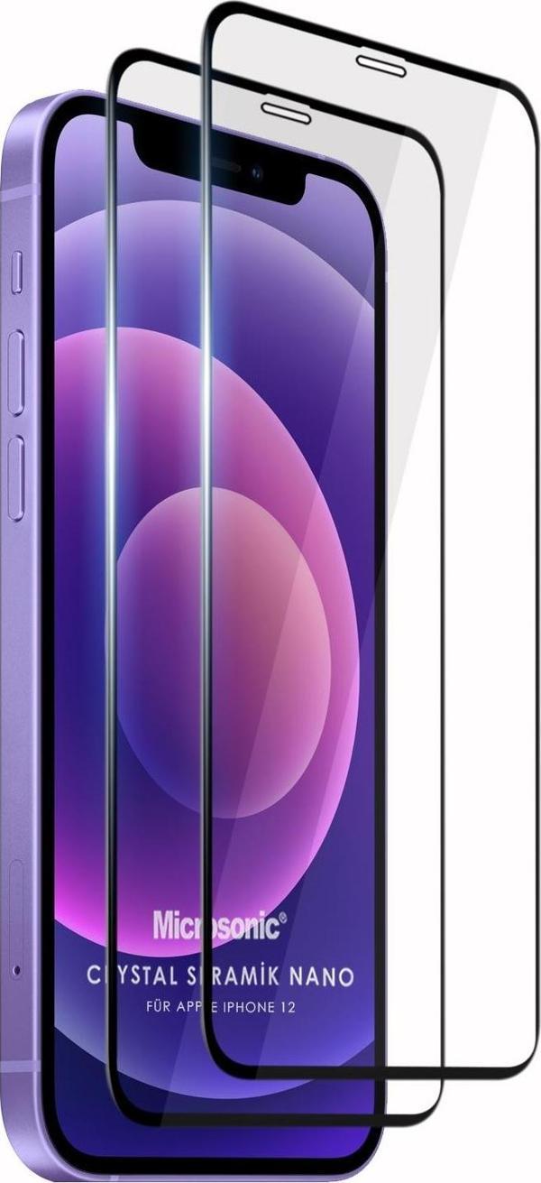 Microsonic Apple iPhone 12 Crystal Seramik Nano Ekran Koruyucu Siyah (2 Adet) - Image 1
