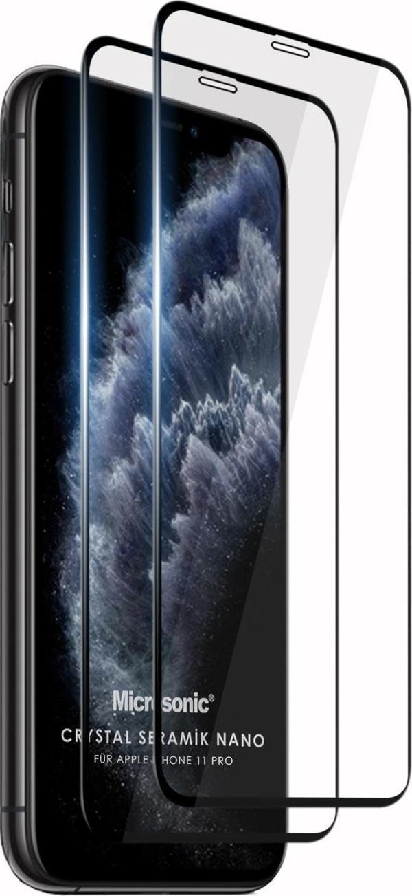 Microsonic Apple iPhone 11 Pro Crystal Seramik Nano Ekran Koruyucu Siyah (2 Adet) - Image 1
