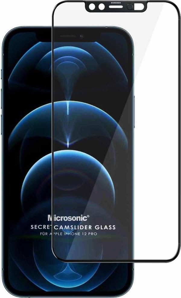 Microsonic Apple iPhone 12 Pro Secret CamSlider Glass Cam Ekran Koruyucu Siyah - Image 1