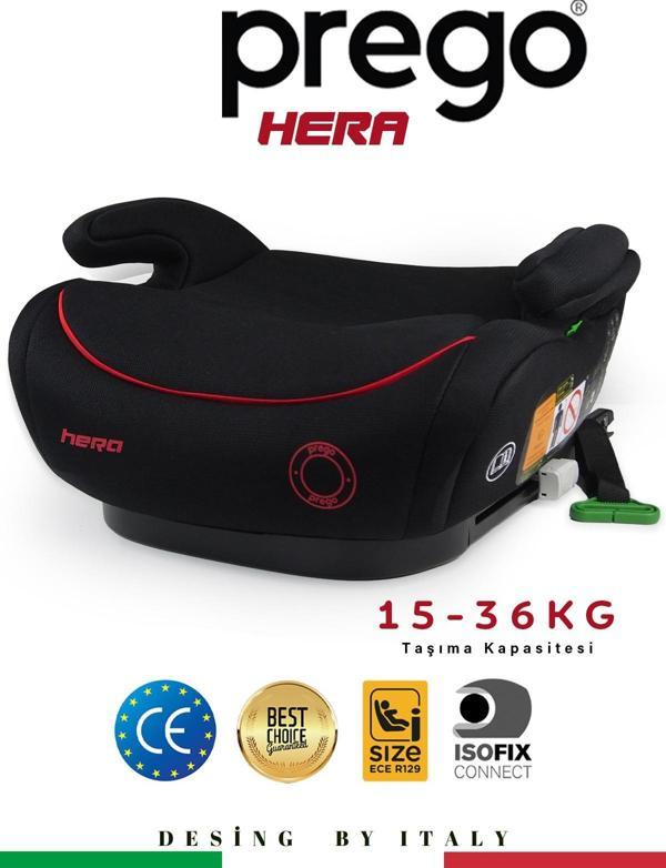 Prego Hera 15-36 kg Isofixli Kırmızı Yükseltici Oto Koltuğu - Image 1