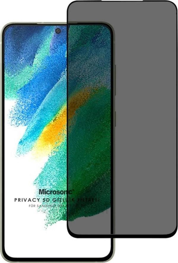 Microsonic Samsung Galaxy S21 FE Privacy 5D Gizlilik Filtreli Cam Ekran Koruyucu Siyah - Image 1