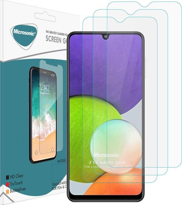 Microsonic Samsung Galaxy A22 4G Screen Protector Nano Glass Cam Ekran Koruyucu (3'lü Paket) - Image 1