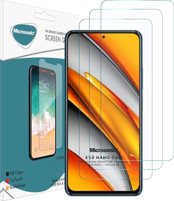 Microsonic Xiaomi Poco F3 Screen Protector Nano Glass Cam Ekran Koruyucu (3'lü Paket) - Image 1