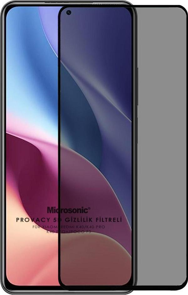 Microsonic Xiaomi Redmi K40 Pro+ Privacy 5D Gizlilik Filtreli Cam Ekran Koruyucu Siyah - Image 1