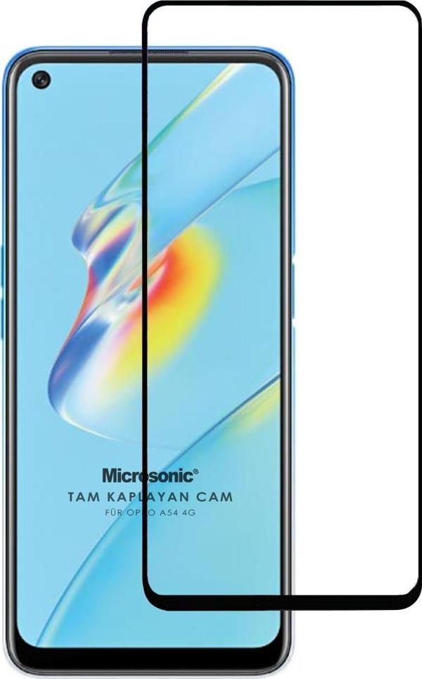 Microsonic Oppo A54 4G Tam Kaplayan Temperli Cam Ekran Koruyucu Siyah - Image 1
