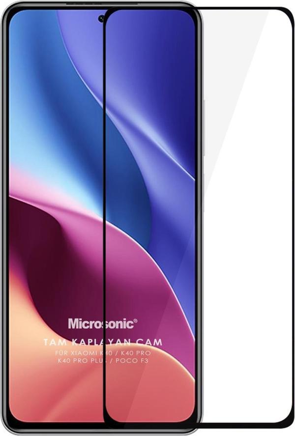 Microsonic Xiaomi Poco F3 Tam Kaplayan Temperli Cam Ekran Koruyucu Siyah - Image 1