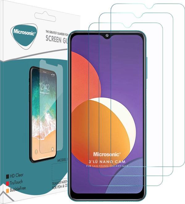 Microsonic Samsung Galaxy M12 Screen Protector Nano Glass Cam Ekran Koruyucu (3'lü Paket) - Image 1