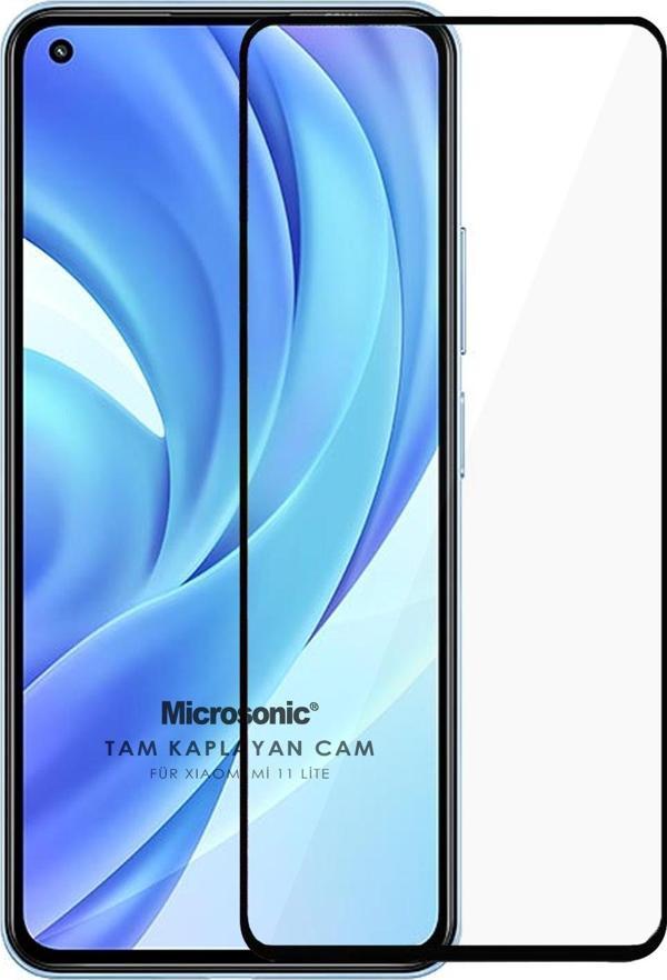 Microsonic Xiaomi Mi 11 Lite Tam Kaplayan Temperli Cam Ekran Koruyucu Siyah - Image 1