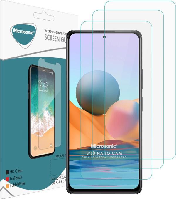 Microsonic Xiaomi Redmi Note 10 Pro Screen Protector Nano Glass Cam Ekran Koruyucu (3'lü Paket) - Image 1