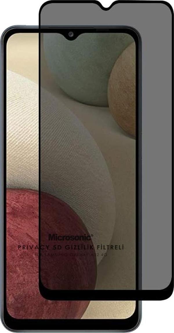 Microsonic Samsung Galaxy A32 4G Privacy 5D Gizlilik Filtreli Cam Ekran Koruyucu Siyah - Image 1