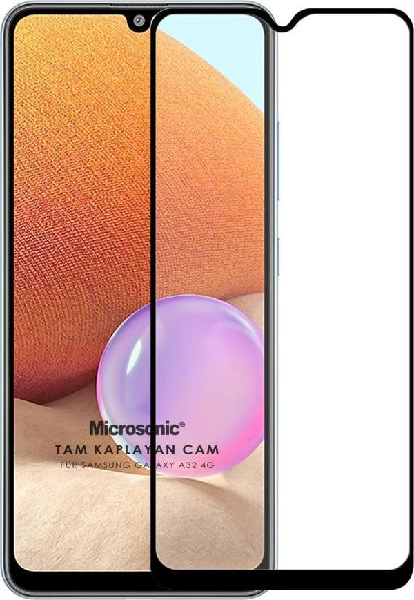 Microsonic Samsung Galaxy A32 4G Tam Kaplayan Temperli Cam Ekran Koruyucu Siyah - Image 1