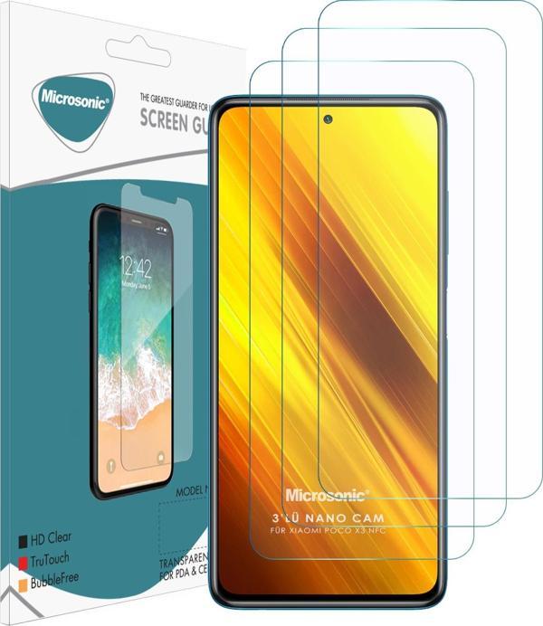 Microsonic Xiaomi Poco X3 Pro Screen Protector Nano Glass Cam Ekran Koruyucu (3 Pack) - Image 1