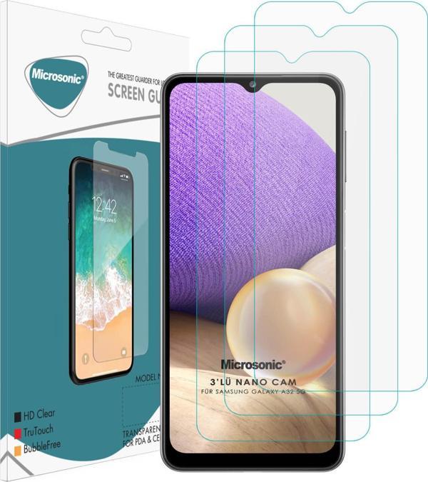 Microsonic Samsung Galaxy A32 5G Screen Protector Nano Glass Cam Ekran Koruyucu (3'lü Paket) - Image 1