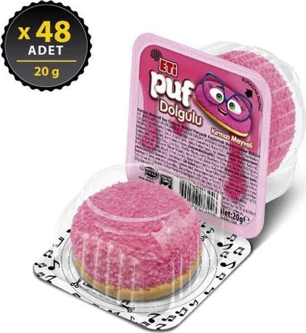 Eti Puf Kırmızı Meyve Dolgulu 20 gr x 48 Adet - Image 1