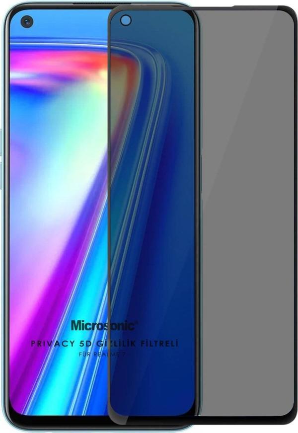 Microsonic Realme 7 Privacy 5D Gizlilik Filtreli Cam Ekran Koruyucu Siyah - Image 1