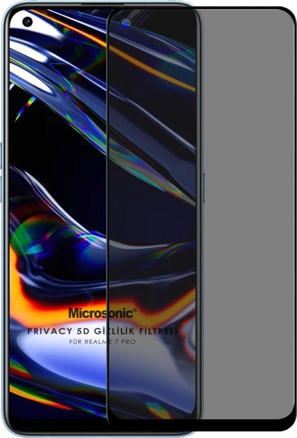 Microsonic Realme 7 Pro Privacy 5D Gizlilik Filtreli Cam Ekran Koruyucu Siyah - Image 1