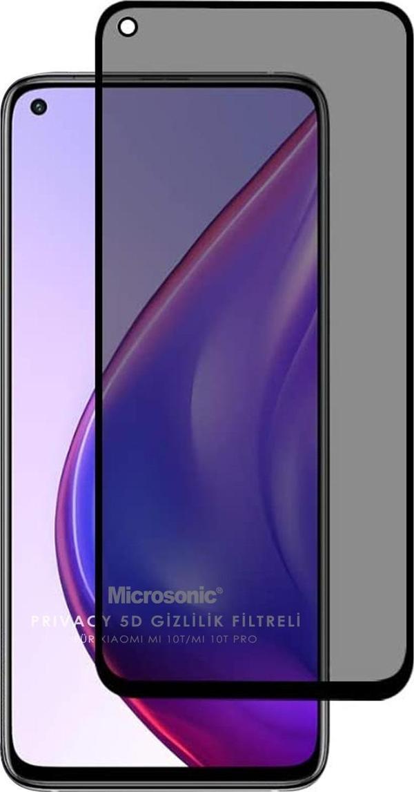 Microsonic Xiaomi Mi 10T Privacy 5D Gizlilik Filtreli Cam Ekran Koruyucu Siyah - Image 1