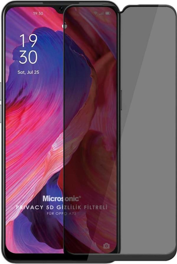 Microsonic Oppo A73 Privacy 5D Gizlilik Filtreli Cam Ekran Koruyucu Siyah - Image 1