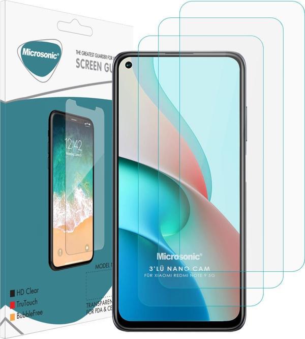 Microsonic Xiaomi Redmi Note 9 5G Screen Protector Nano Glass Cam Ekran Koruyucu (3 Pack) - Image 1