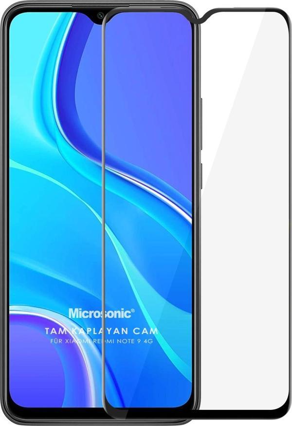 Microsonic Xiaomi Redmi Note 9 4G Tam Kaplayan Temperli Cam Ekran Koruyucu Siyah - Image 1