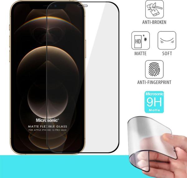 Microsonic Apple iPhone 12 Pro Max Seramik Matte Flexible Ekran Koruyucu Siyah - Image 1