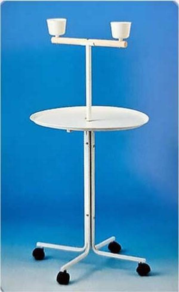 Papağan Sehpası Beyaz 58 cm Çap x 120 cm H - Image 1