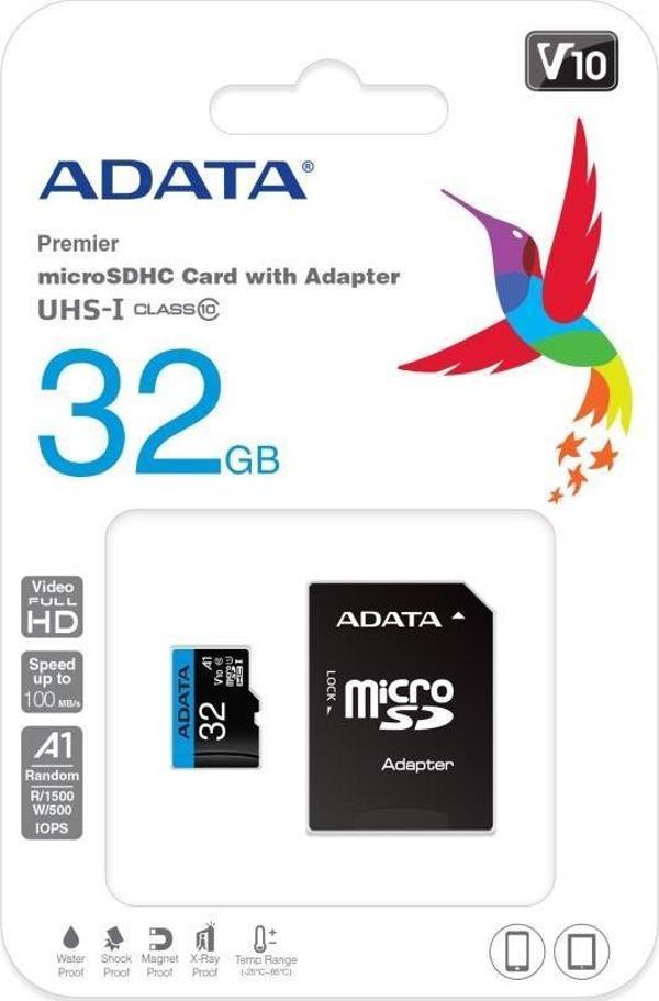 Adata 32GB Premier microSDHC Card with Adapter UHS-I Class10 V10 Hafıza Kartı - Image 1