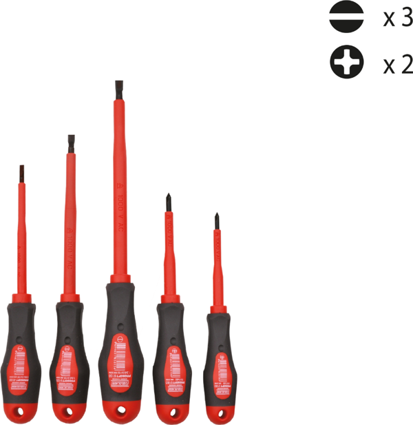 Cer-Pa Norm Prosoft 5 Parça İzoleli Tornavida Takımı/Seti (3xDüz/2xYıldız) - Image 1