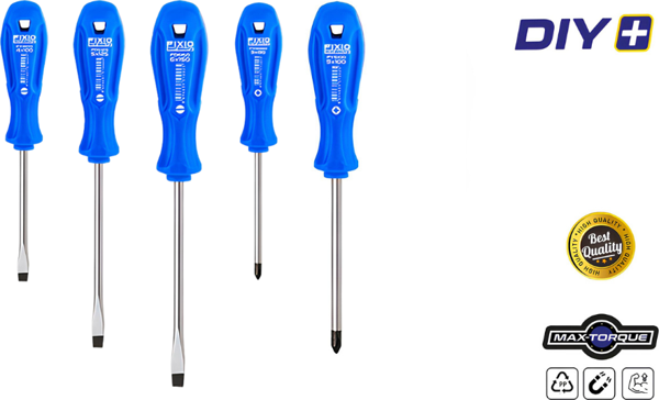 Fixio FD5000 5 Parça Tornavida Takımı/Seti (3xDüz/2xYıldız) - Image 1