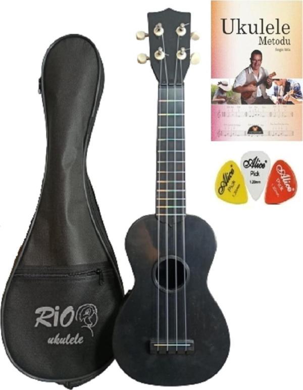 Rio Kompozit Kırılmaz Soprano Siyah Ukulele Kılıf Metot Pena(54 Cm) - Image 1