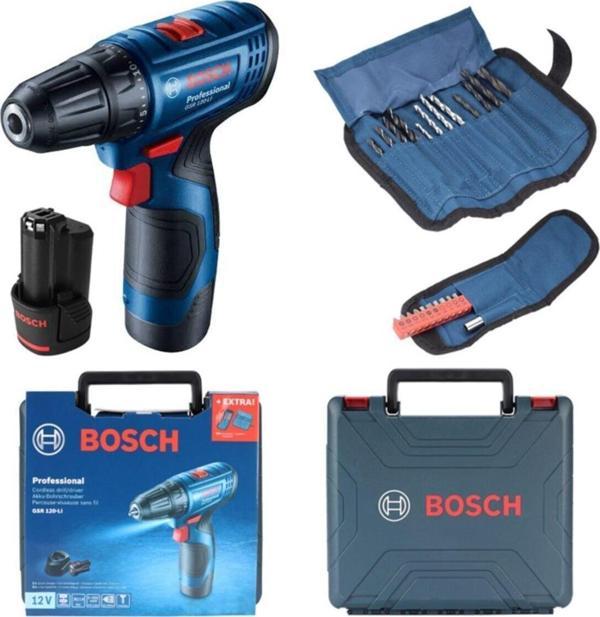 Bosch GSR 120-Li 2 Ah Çift Akülü Vidalama ve 23 Parça Uç Seti - Image 1
