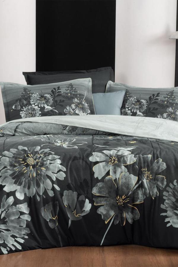 Sarev Lizzie Siyah Çift Kişilik %100 Pamuk Poplin Çift Taraflı Nevresim Takımı - Image 1