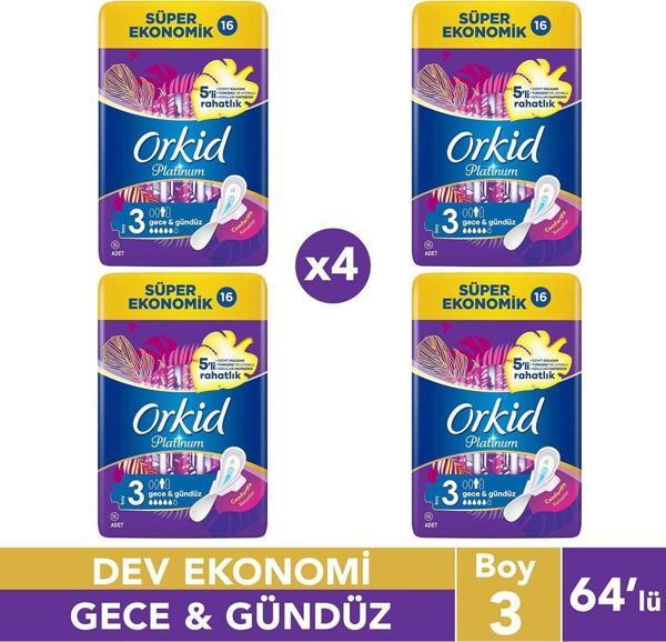 Orkid Platinum Hijyenik Ped Gündüz  Gece 64 Adet - Image 1