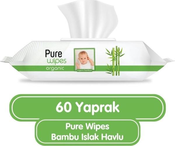 Pure Baby Organik Bambu Özlü Islak Havlu 60 Yaprak - Image 1