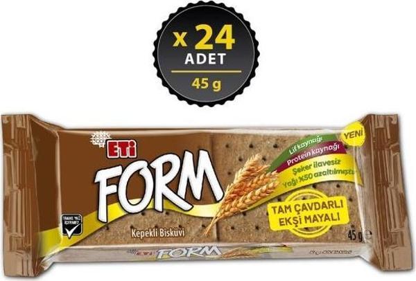 Eti Form Tam Çavdarlı Ekşi Mayalı Kepekli Bisküvi 45 g x 24 Adet - Image 1