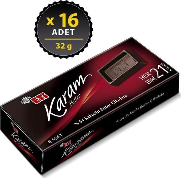 Eti Karam Mini Kakaolu Bitter Çikolata 32 g x 16 Adet - Image 1