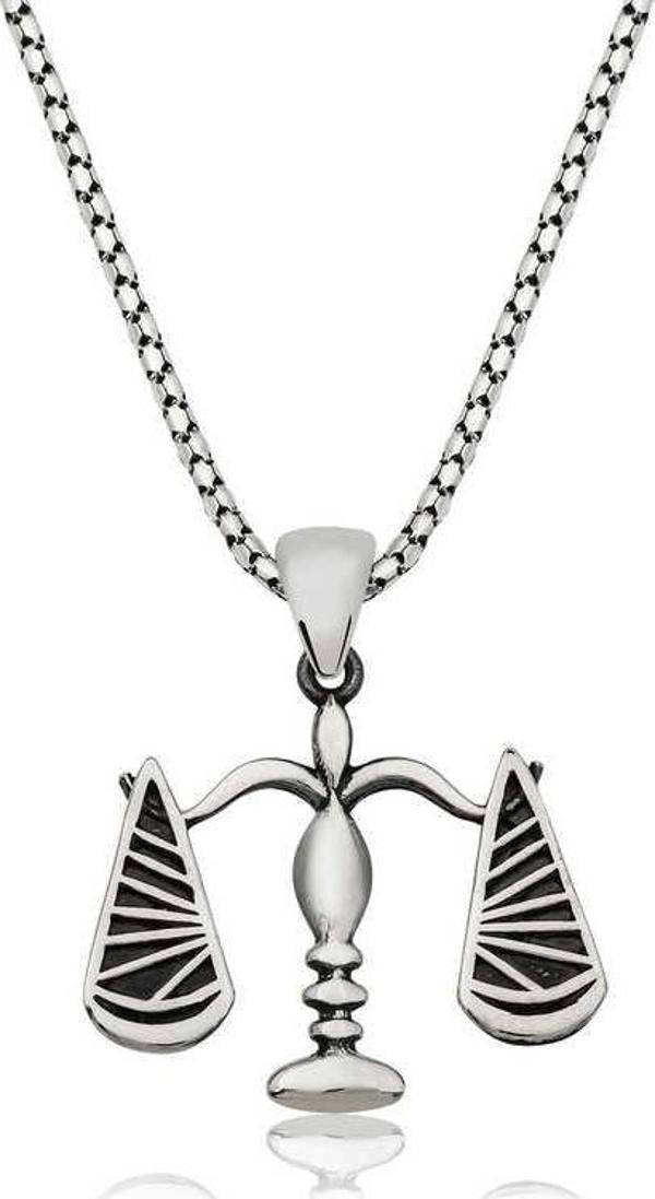 himarry 925 Ayar Gümüş Adalet Terazisi Kadın Gümüş Kolye - Image 1