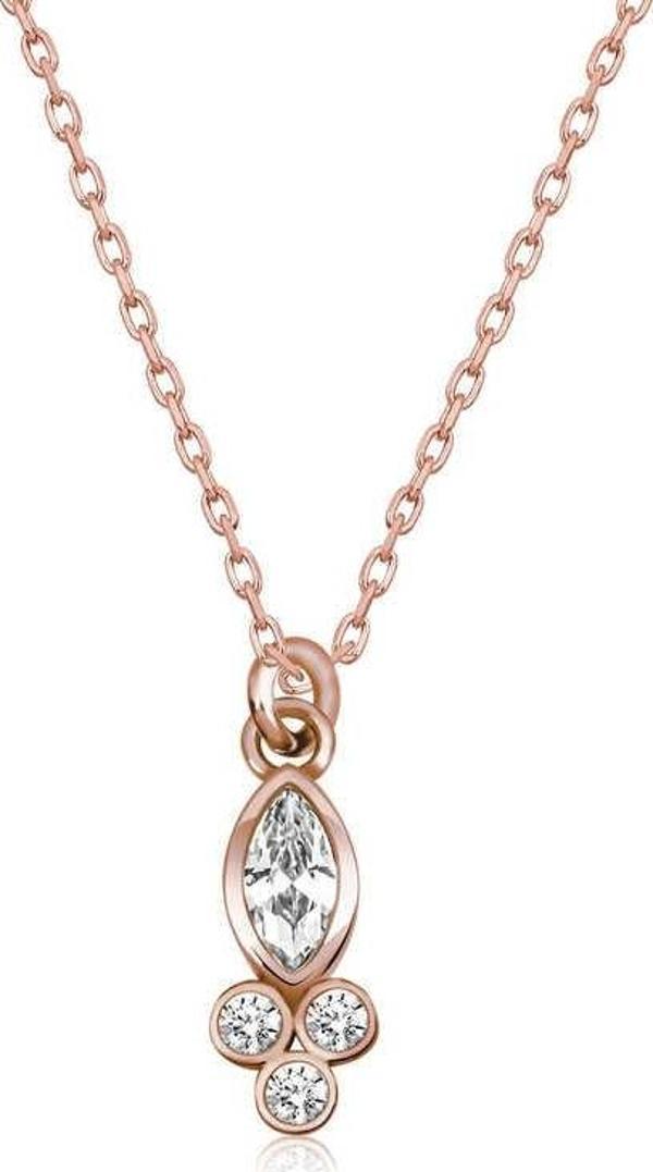 himarry 925 Ayar Gümüş Çiğ Damlası Mekik Tektaş Bayan Gümüş  Kolye - Image 1