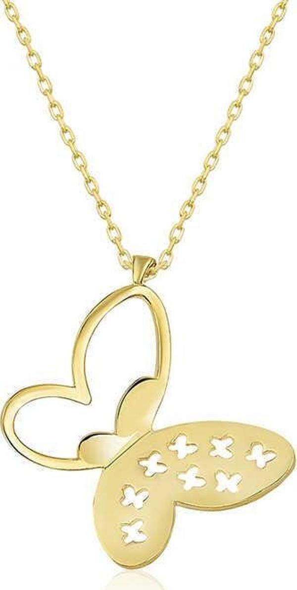 Himarry ​ 925 Ayar Gümüş Gold Kelebek Kadın Gümüş Kolye - Image 1