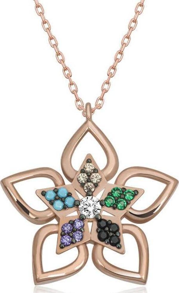 himarry ​925 Ayar Gümüş Renkli Taşlı Çiçek Kadın Gümüş Kolye - Image 1