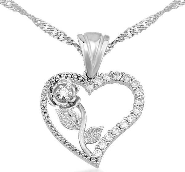 himarry 925 Ayar Gümüş Kalbimin Gülü Kadın Gümüş Kolye - Image 1