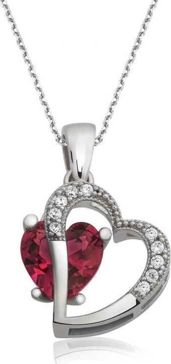 himarry 925 Ayar Gümüş Kalpli Kadın Gümüş Kolye - Image 1