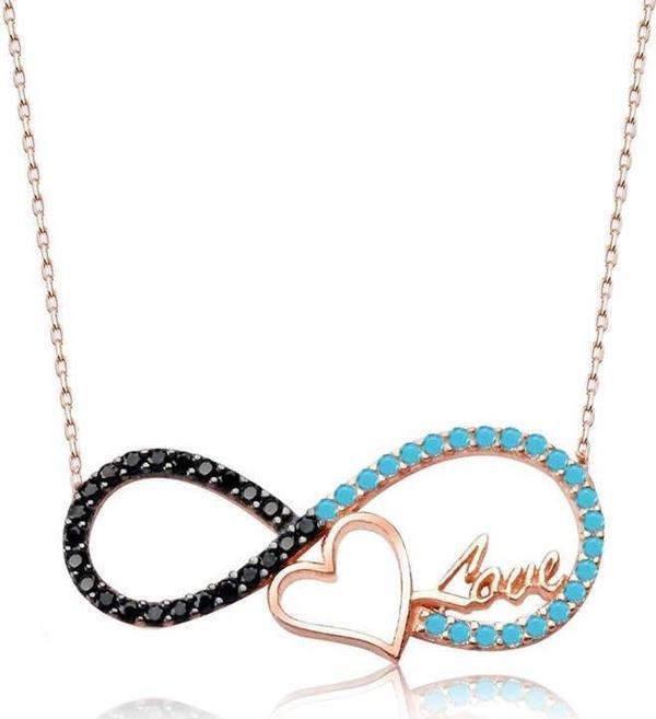 himarry 925 Ayar Gümüş Kalpli Sonsuzluk Kadın Gümüş Kolye - Image 1