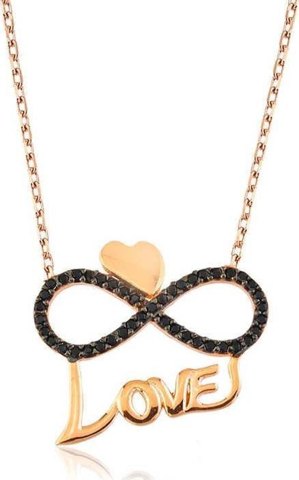 himarry 925 Ayar Gümüş Kalpli Sonsuzluk Love Kadın Gümüş Kolye - Image 1