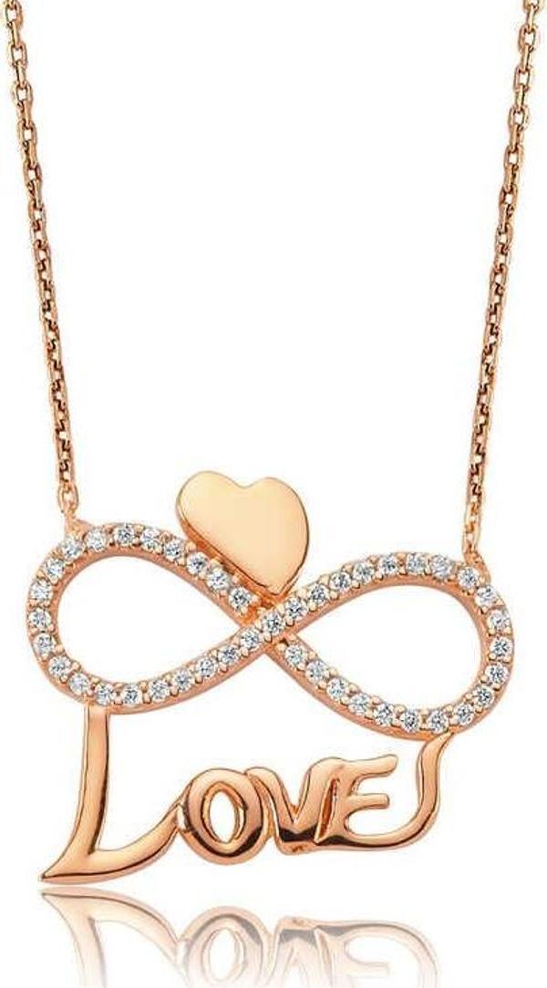 himarry 925 Ayar Gümüş Kalpli Sonsuzluk Love Kadın Gümüş Kolye - Image 1