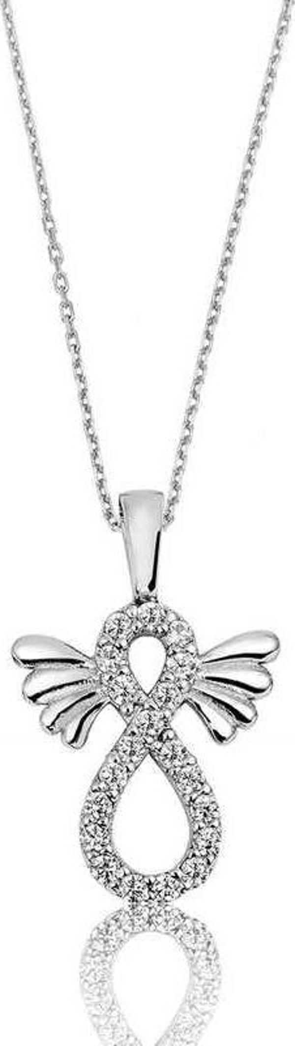 himarry 925 Ayar Gümüş Kanatlı Sonsuzluk Kadın Gümüş Kolye - Image 1