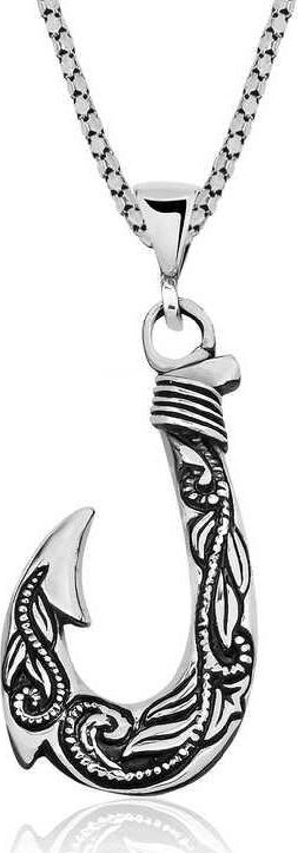 himarry 925 Ayar Gümüş Kanca Erkek Gümüş Kolye - Image 1