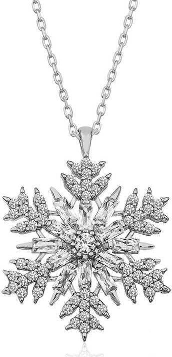 himarry 925 Ayar Gümüş Kar Tanesi Kadın Gümüş Kolye - Image 1
